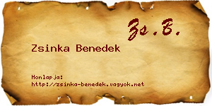 Zsinka Benedek névjegykártya